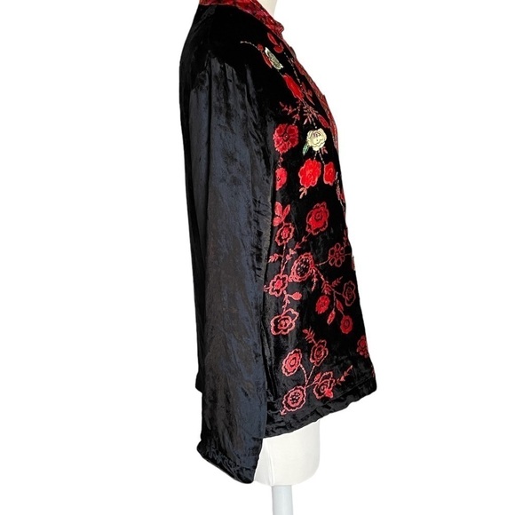 Vintage embroidered velvet floral boho jacket cottagecore size L - Picture 3 of 9